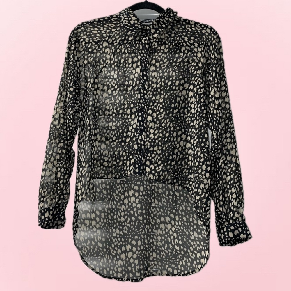 High Low Printed Blouse.